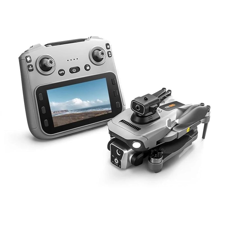 Drone k19 Max GPS Fotocamera 4k Sistema evitamento Ostacoli Laser a 360°, Trasmissione FPV 5g Motore brushless, Telecomando Schermo da 4,5" quadricottero rc Pieghevole airdrop,Dual Battery