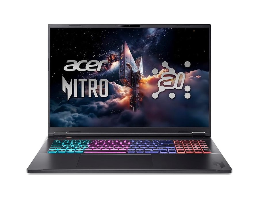 acer Nitro 18 AI (AN18-61-R1WB) Computer portatile da gaming da 18" WQXGA IPS 165Hz Display, AMD Ryzen Al 7 350, RAM 16 GB, SSD da 1 TB, NVIDIA GeForce RTX 5070, Windows 11, tastiera QWERTZ, Nero