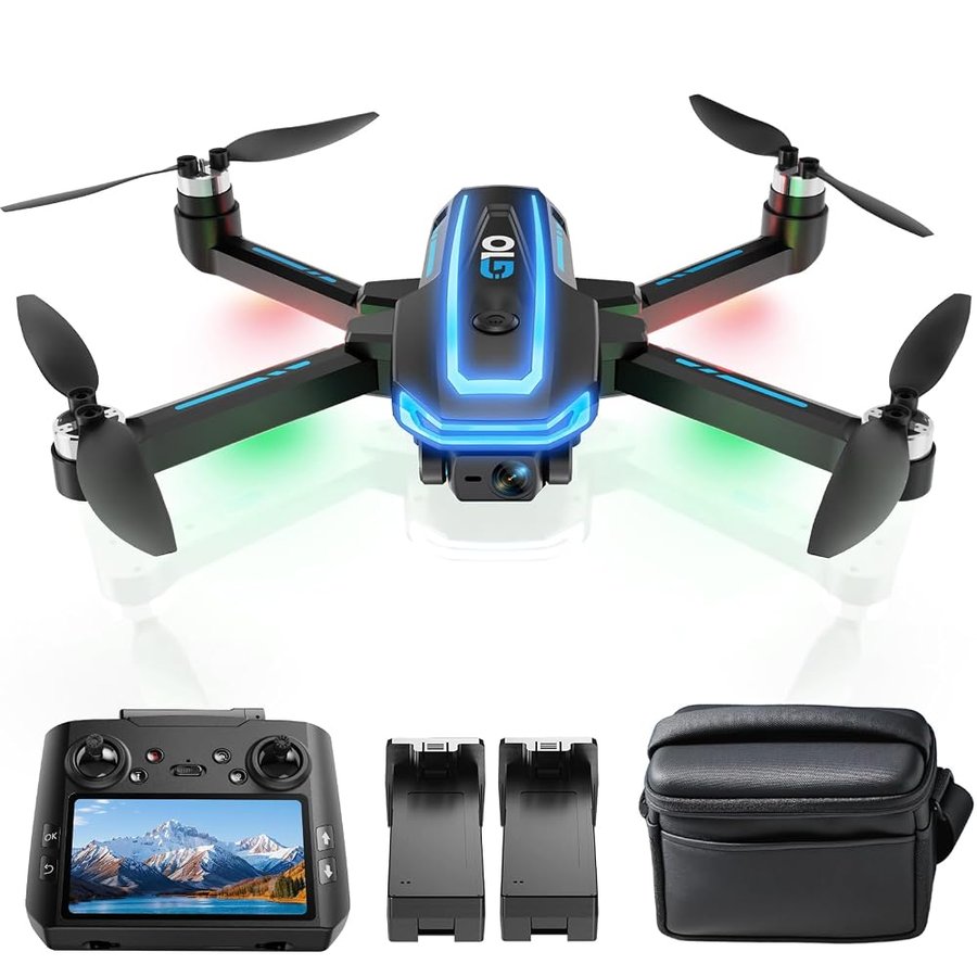 G10 GPS Drones con Telecamera EIS 4K(Radiocomando con Schermo)45 Min di Volo,600M/FT FPV Transmissione,Droni con Motor Brushless,Brushless Motore,Ritorno Auto,Quadricotter per Principianti e Adulti,C0