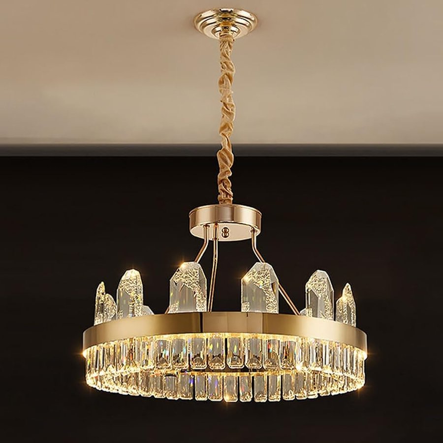 Grande lampadario di cristallo di lusso moderno chiaro, lampada a conchiglia di lusso di alta qualità, semplice lampada di cristallo, per soggiorno villa studio lampade da pranzo e lanterne,95CM