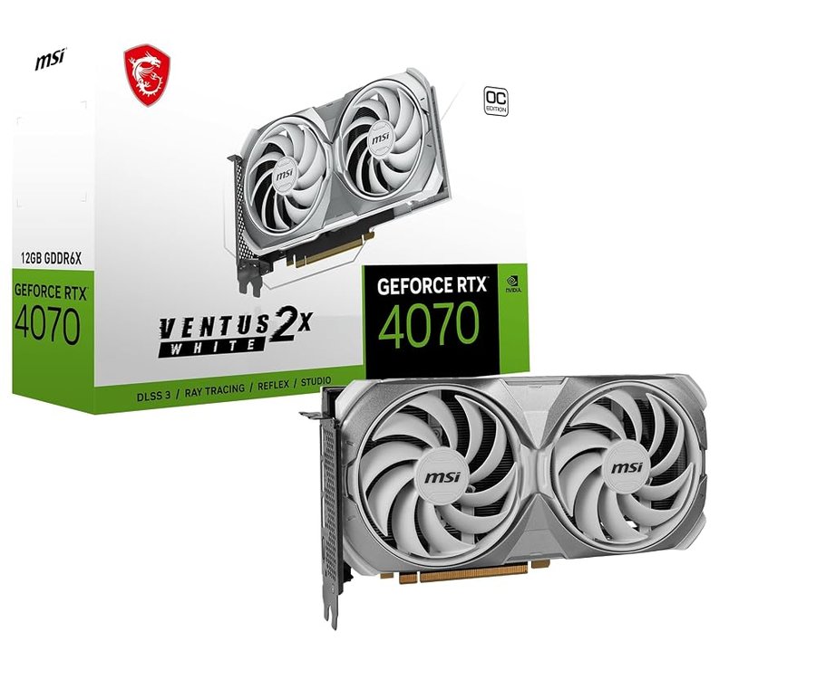 MSI Gaming GeForce RTX 4070 - Scheda grafica 12 GB GDRR6X 192-bit HDMI/DP Nvlink TORX Fan 4.0 Ada Lovelace Architecture (RTX 4070 Ventus 2X White 12G OC)