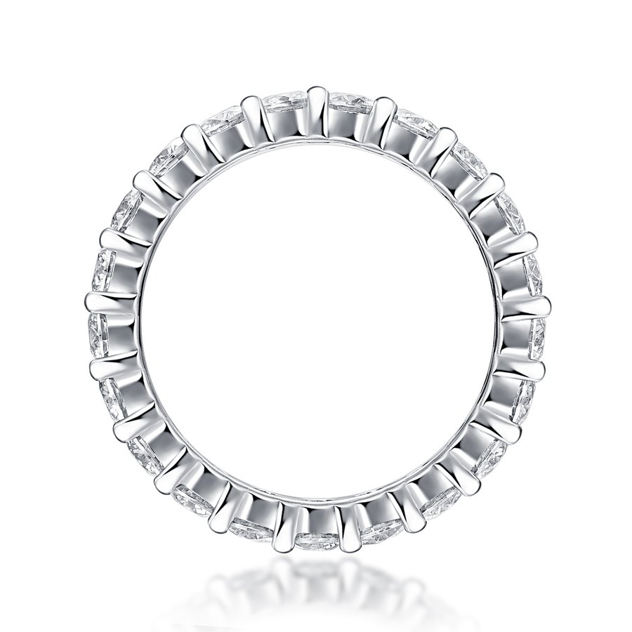 S925 Silver 2.7g Platinum Plated Moissanite Eternity Ring, 3.0mm 19pcs D VVS1 Band, GRA Certified US 5-9
