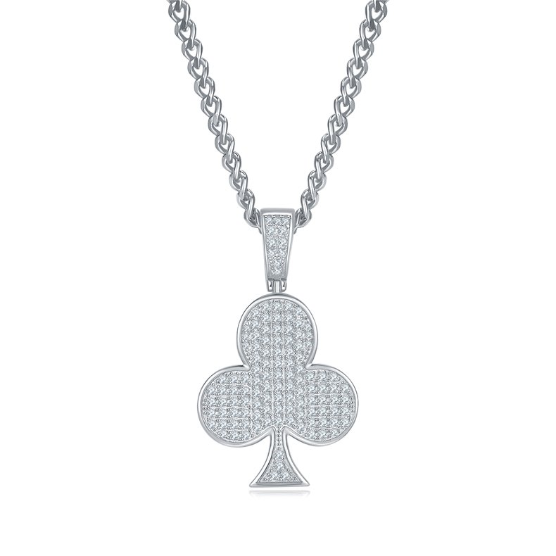 S925 Sterling Silver 120pcs D Color VVS1 Moissanite Club Pendant 5g No Chain Platinum Plated GRA Certified Gift Box