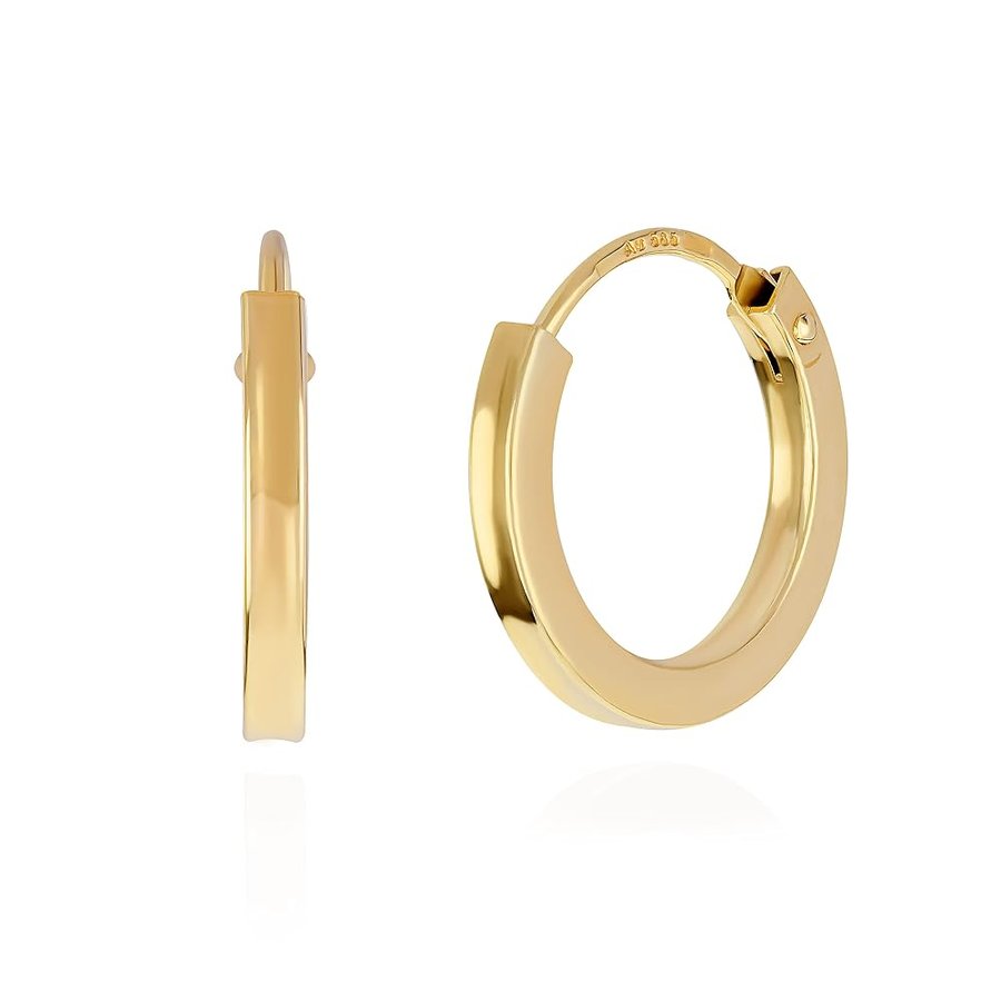 PAAR 585 orecchini CREOLE in oro giallo orecchini piatti in oro 12mm 1843