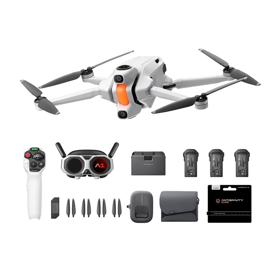 Antigravity A1 Pack Infinity (3 batterie ad alta capacità) – Drone 360 8K per voli immersivi, Punta e vola, anticollisione, Deep Track, ritorno automatico, trasmissione a 10 km, editing automatico