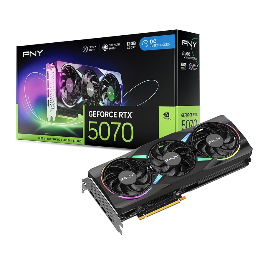 PNY Scheda Grafica GeForce RTX™ 5070 12GB ARGB OC Triple Fan DLSS 4
