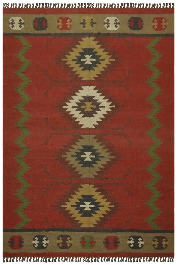 Tappeto reversibile Kilim 20,5 x 30,5 cm, in lana e iuta, design geometrico, multicolore, tessuto a mano, spesso 0,5 cm, tappeto per interni ed esterni, per camera da letto, sala da pranzo, soggiorno