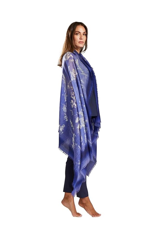 Stola in Cashmere 100% Puro Ultraleggera Modello Vanisee, Scialle Donna con Stampa Digitale Artigianale, Made in Italy, accessorio di lusso, foulard cashmere pregiato, estiva leggera