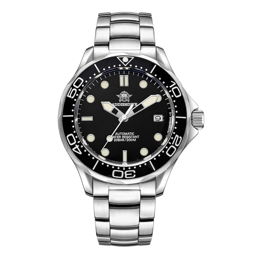 Orologio subacqueo automatico da uomo, NH35A/8215, movimento zaffiro, lunetta girevole, luminoso, impermeabile fino a 200 m, facile da leggere, con numeri grandi, orologio subacqueo da uomo