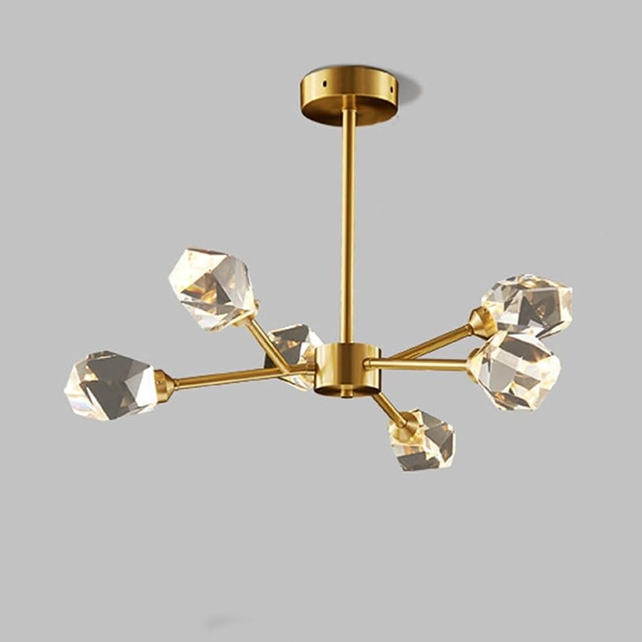 Lampadario di Cristallo di Lusso di Lusso di Luce Leggera Moderno lampadario molecolare Lampadario in Ottone Illuminazione Moderna Soggiorno Sala da Pranzo Luminosa,d'oro,6 Heads