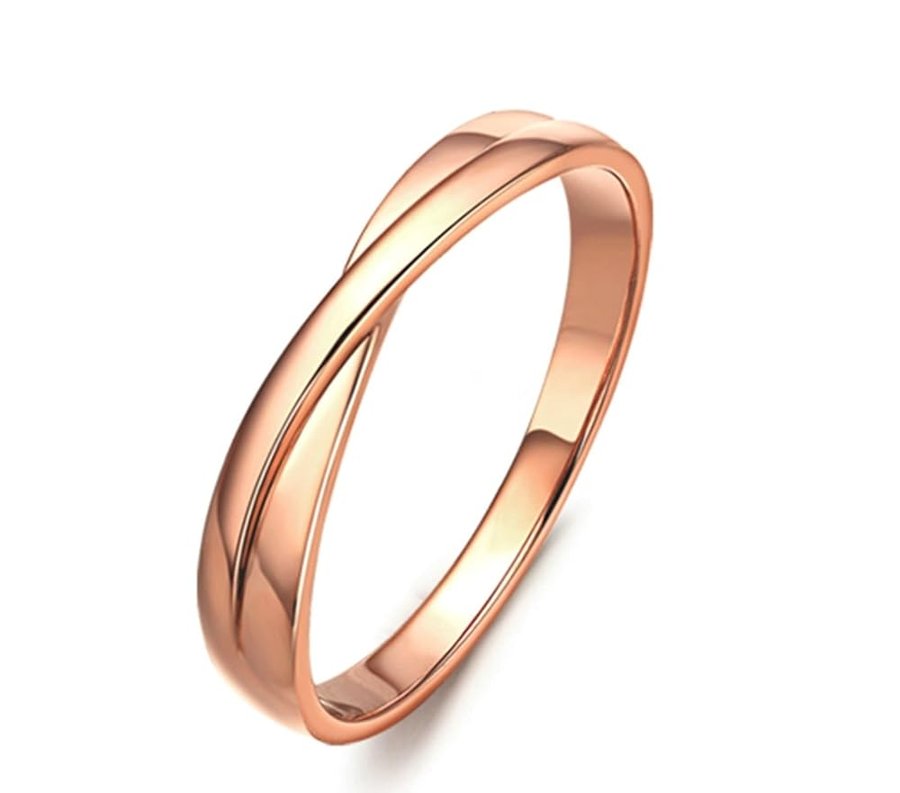 Anello in oro rosa 750 18 carati, doppio nodo a croce, anelli per partner Au750, oro rosa, misura 50 (15,9), Oro rosa 18 carati (750), Senza zirconi