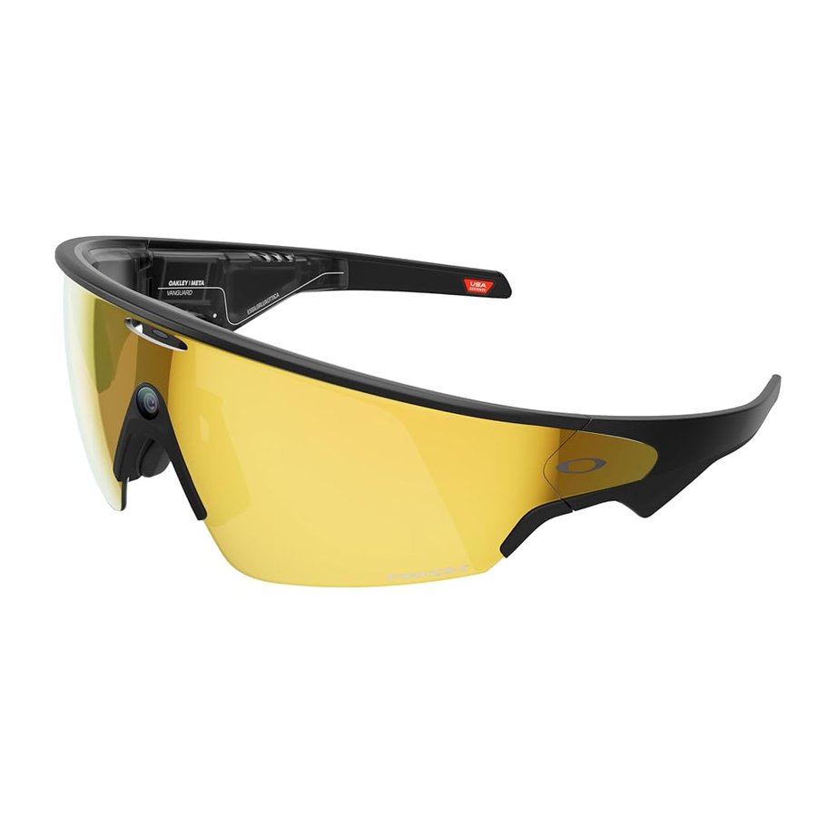 OAKLEY Meta Vanguard - Occhiali Smart Sportivi Unisex - Nero | Fotocamera 12 MP, 3K Ultra HD, comandi vocali, audio immersivo, 9h di batteria, IP67, app Meta AI - Lente Prizm™ 24K