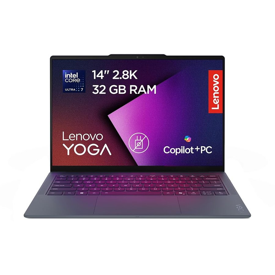 Lenovo Yoga Slim 7i Ultra Aura Edition Copilot+ PC Notebook 14" 2.8K OLED Touch, Intel Core Ultra 7 355, 32GB RAM, 1TB SSD, WiFi 7, Windows 11, per Lavoro, Studio e Creatività - Caricatore non incluso