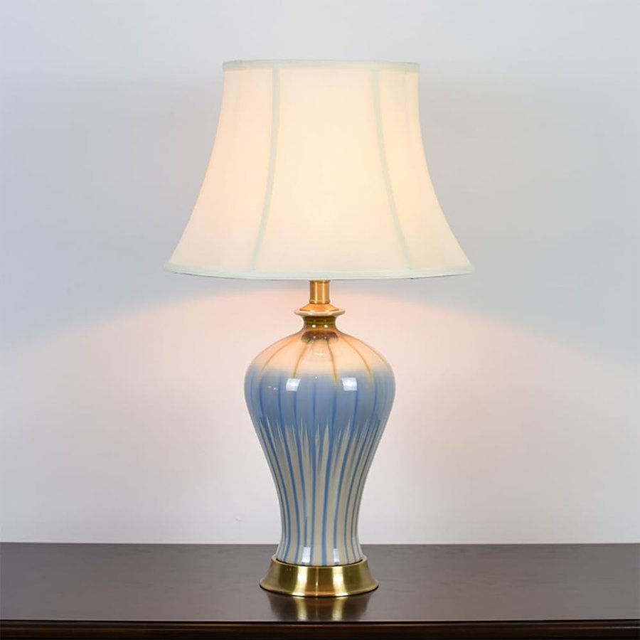 Lampada da tavolo in ceramica contemporanea, stile retrò americano, creativa, per soggiorno, camera da letto, studio, villa, hotel, modellismo ingegneristico, case, lampada da scrivania a LED (stile