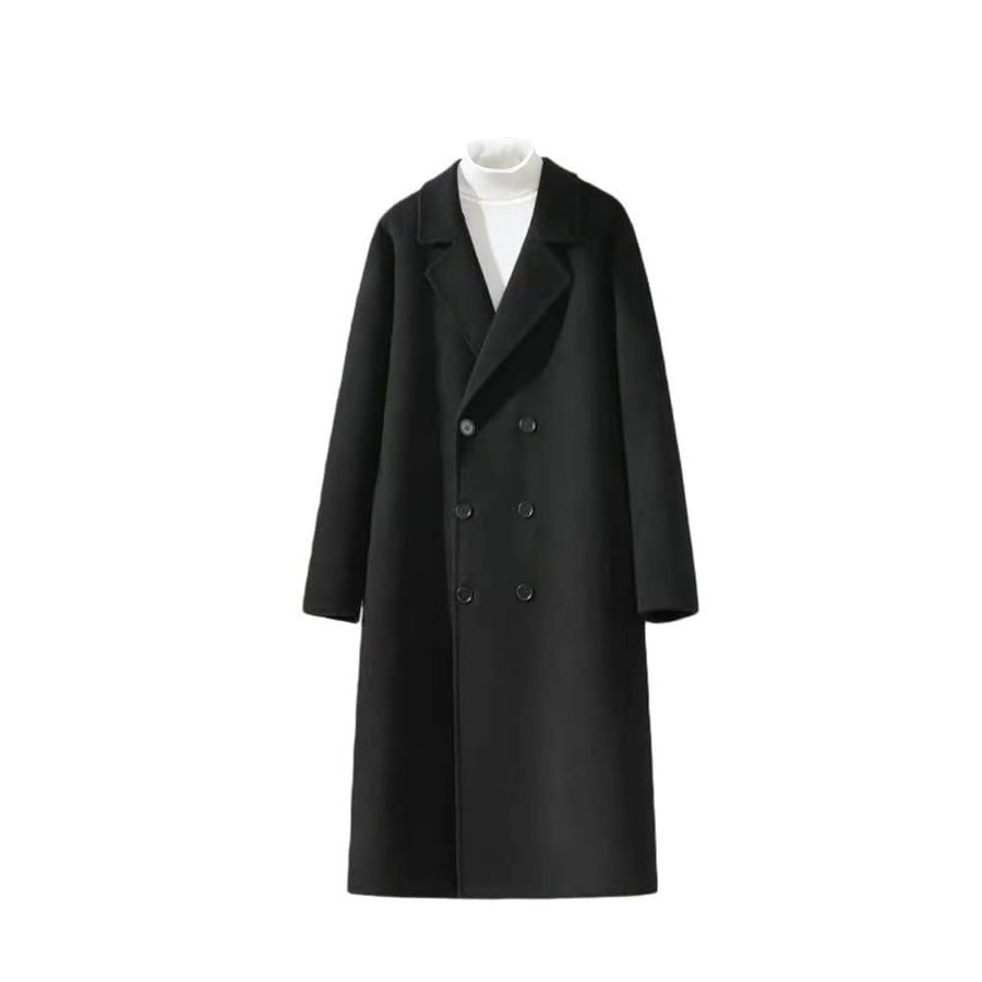 Uomo Autunno-Inverno al ginocchio ampio cappotto di lana cashmere doppio petto stile giacca
