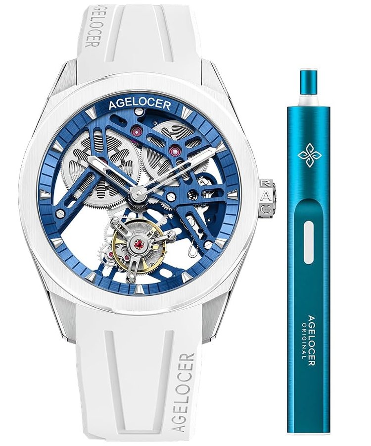 Tourbillon Uomo Meccanico Orologio Zaffiro Ceramica Lunetta Scheletro Uomo Orologi da polso (LQ_9104W10-R), Lq_9104w10-r