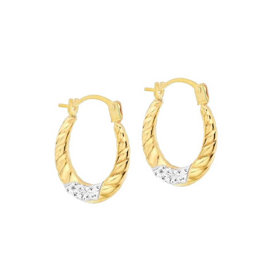 Orecchino creolo con motivo Crystalique da donna in oro giallo 9 ct