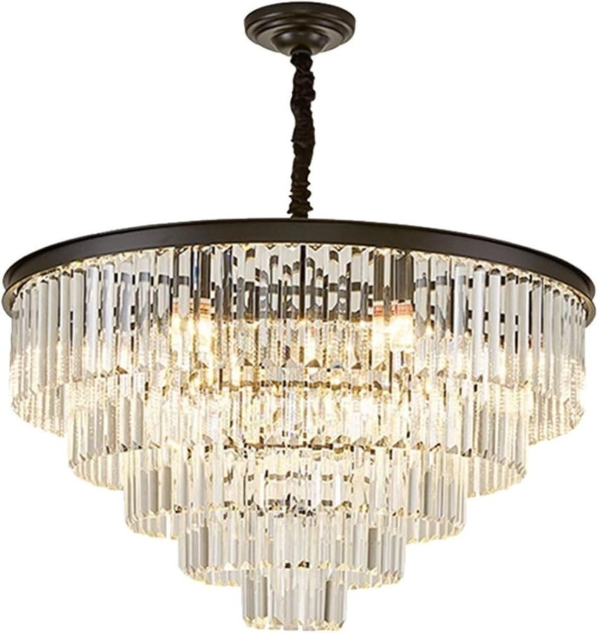 Lampadario Di Cristallo Di Lusso Leggero K9 Lampadario Di Cristallo Rotondo Lampadario Di Cristallo Moderno Di Lusso Lampada A Sospensione Regolabile Lampada Da Soffitto Compatibile Con Bagno Camera