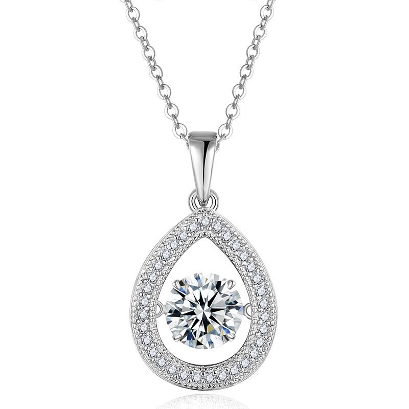 S925 Sterling Silver 1ct D Color VVS1 Moissanite Teardrop Necklace 45cm Platinum Plated Pave Halo GRA Certified Gift Box