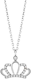 Collana da donna con ciondolo, collana lunga con corona di diamanti autentici, 9 K/14 K/18 carati, oro rosa