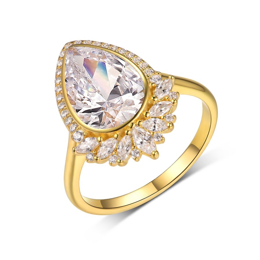 S925 Silver 4g Pear Moissanite Ring, 8x12mm D VVS1 Teardrop Halo Design, GRA Certified US 6-9