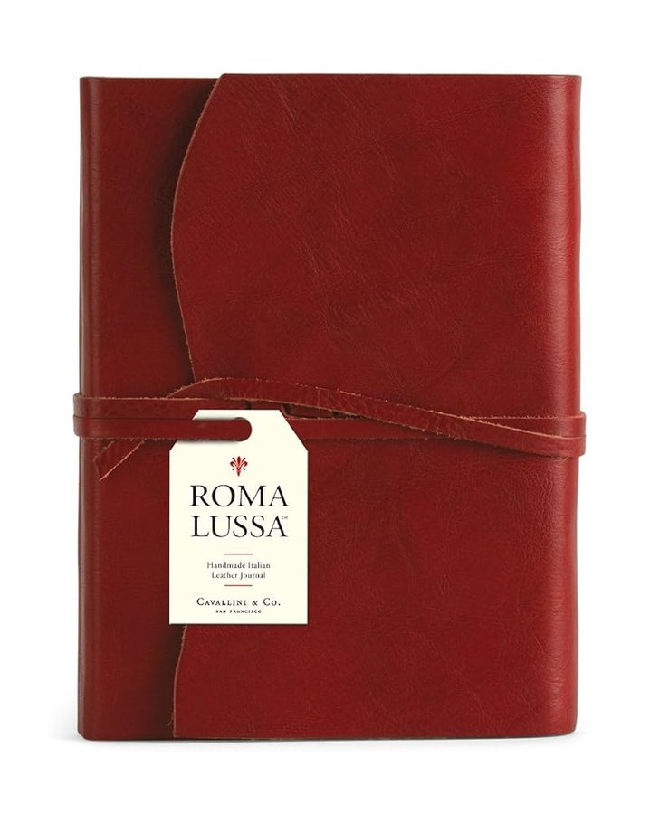 Cavallini & Co. Roma Lussa - Diario in pelle con patta e chiusura a cravatta, 15 x 20 cm, colore: Rosso (416 pagine)