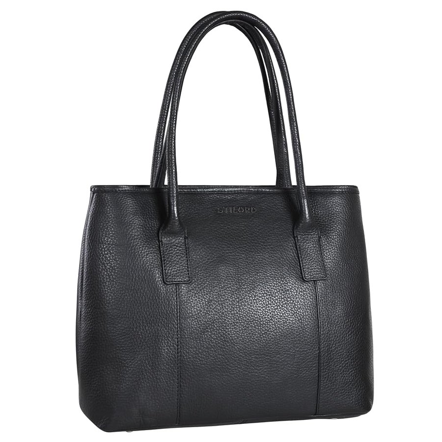 STILORD "Janita" Borsa Laptop 15,6 Pollici Donna in Pelle Grande - Cartella Business, Tracolla, Ufficio Vintage in Vera Pelle Colore:nero