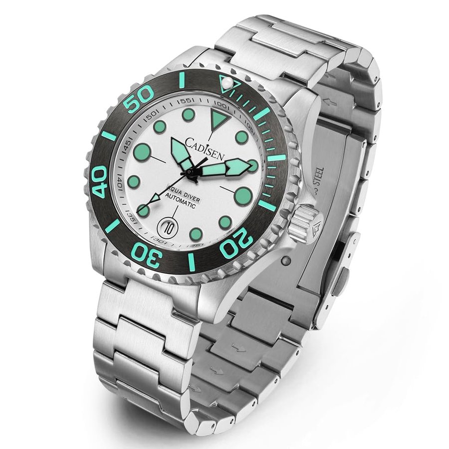 Orologio da uomo meccanico automatico impermeabile fino a 100 m, in acciaio inox, di lusso, omaggio