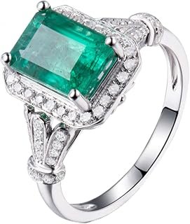 Anello Donna Jewels, 1.85ct Anelli Smeraldo Oro Bianco 18 Carati Diamante Anelli di Gioielli Regali di Compleanno 8-30