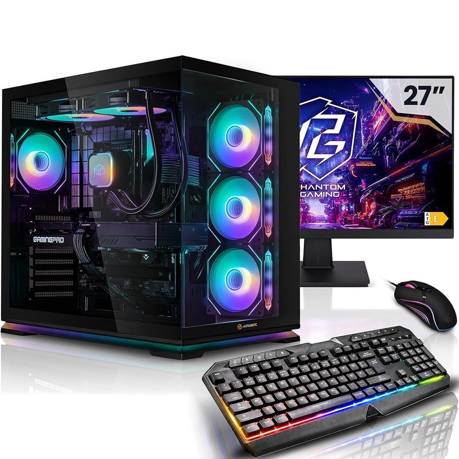 AURUM Completo PC Gaming Intel Core Ultra 7 265KF • 27” Schermo • GeForce RTX5070 12GB • 32GB DDR5 • 1TB M.2 SSD • Windows 11 • Tastiera/Mouse • pc da gaming