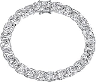 Bracciale bianco oro, bracciali da donna vintage bianco diamante gioielli autentici 9 K/14 K/18 carati oro bianco