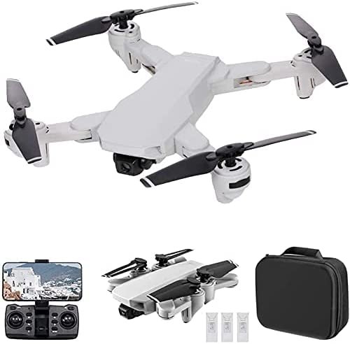Drone GPS con fotocamera 4K, drone RC pieghevole 5G WiFi FPV, quadricottero RC con posizionamento del flusso ottico con modalità senza testa, volo waypoint, seguimi, 3 batterie