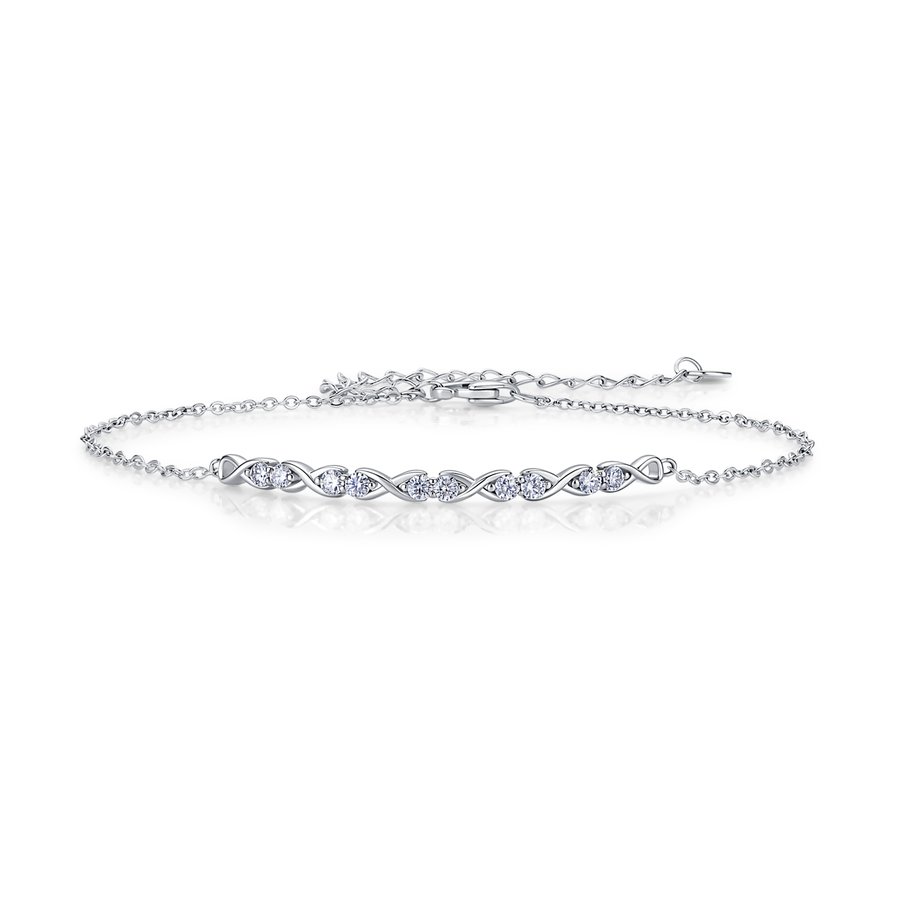 S925 Sterling Silver Infinity Bracelet, D-VVS1 Moissanite Adjustable  Chain, Platinum Plated 2g Fine Women's Jewelry Gift Box