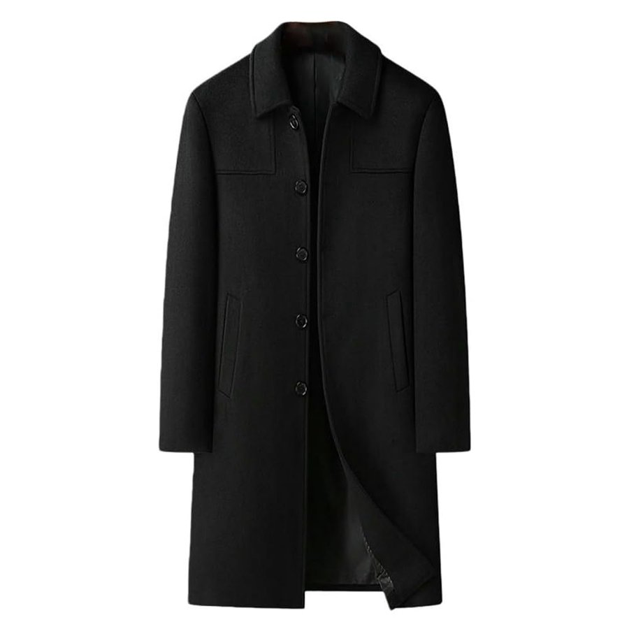 Cappotto lungo di lana da uomo autunno-inverno con risvolto cashmere