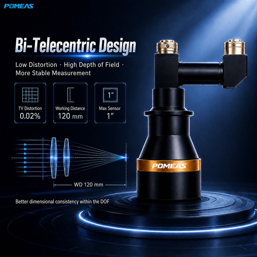 0.16X   0.7X Dual-Magnification Bi-Telecentric Lens With Dual C-Mount Ports And 120 Mm Working Distance LTDC016  07-120
