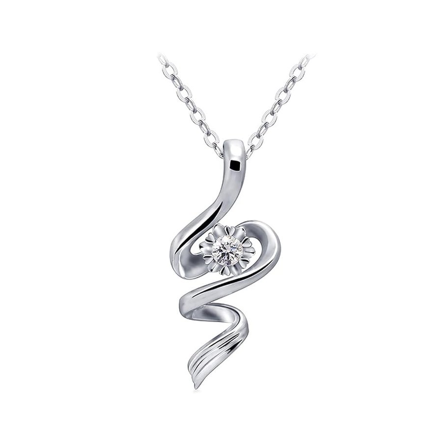 Collana in oro bianco 18 carati Au750, con ciondolo a forma di serpente realizzato con diamanti da 0,1 ct, oro 750, da donna, in oro bianco, 45 cm, Oro bianco 18 carati, Creato diamante