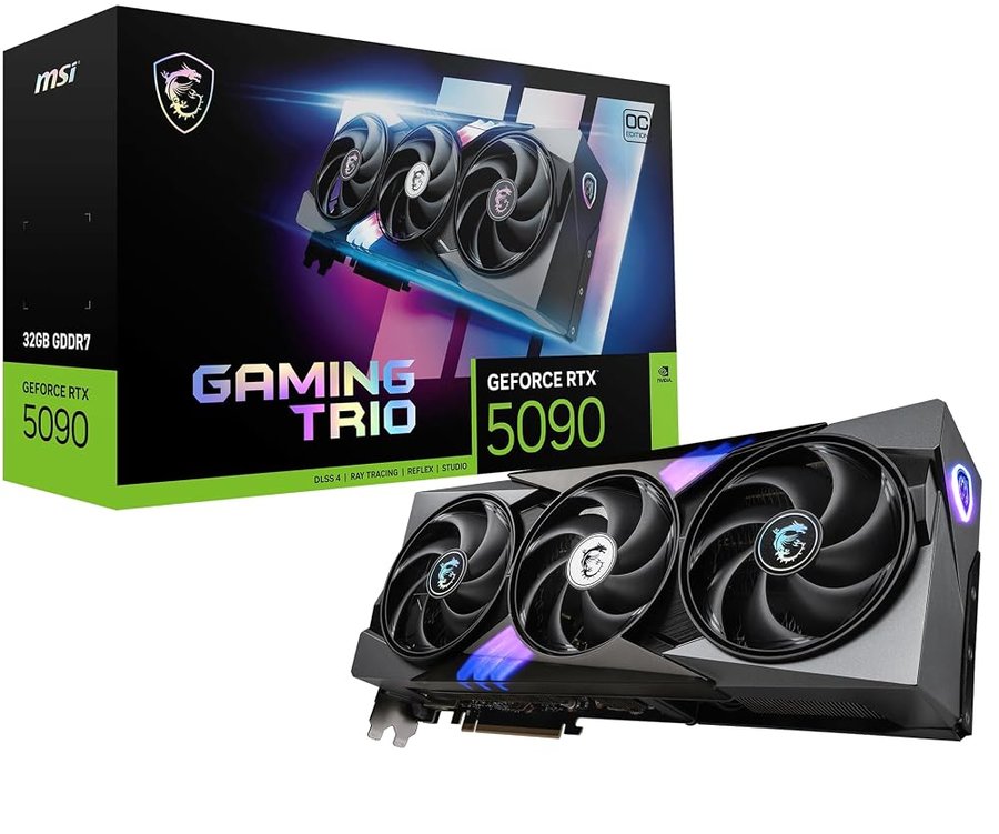 msi NVIDIA GeForce RTX 5090 32G TRIO OC GDDR7 512bit, scheda video con frequenza di boost fino a 2497 MHz, PCIe Gen 5, DLSS 4, 3 porte DP 2.1, 1 porta HDMI 2.1, formato ATX