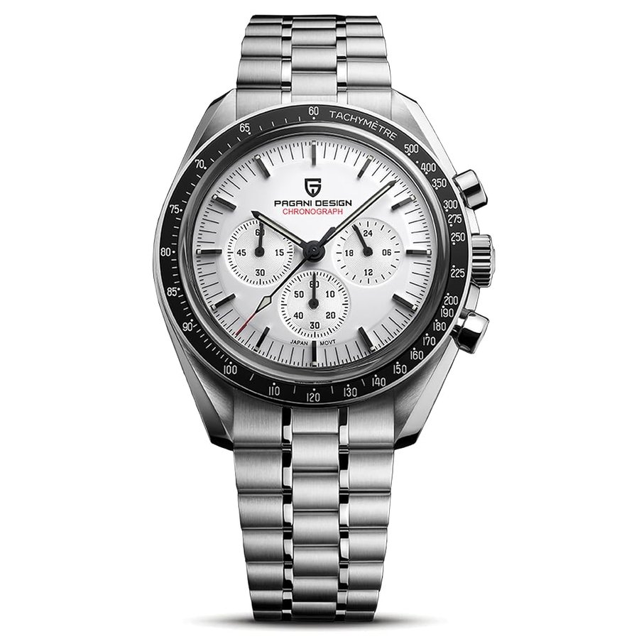 Pagani Design 1701 Orologio Uomo VK63 Orologio al Quarzo Cinturino in Acciaio Inox 100 Metri Resistente all'Acqua Elegante Sport Business Elegante Orologio Regalo da Uomo.