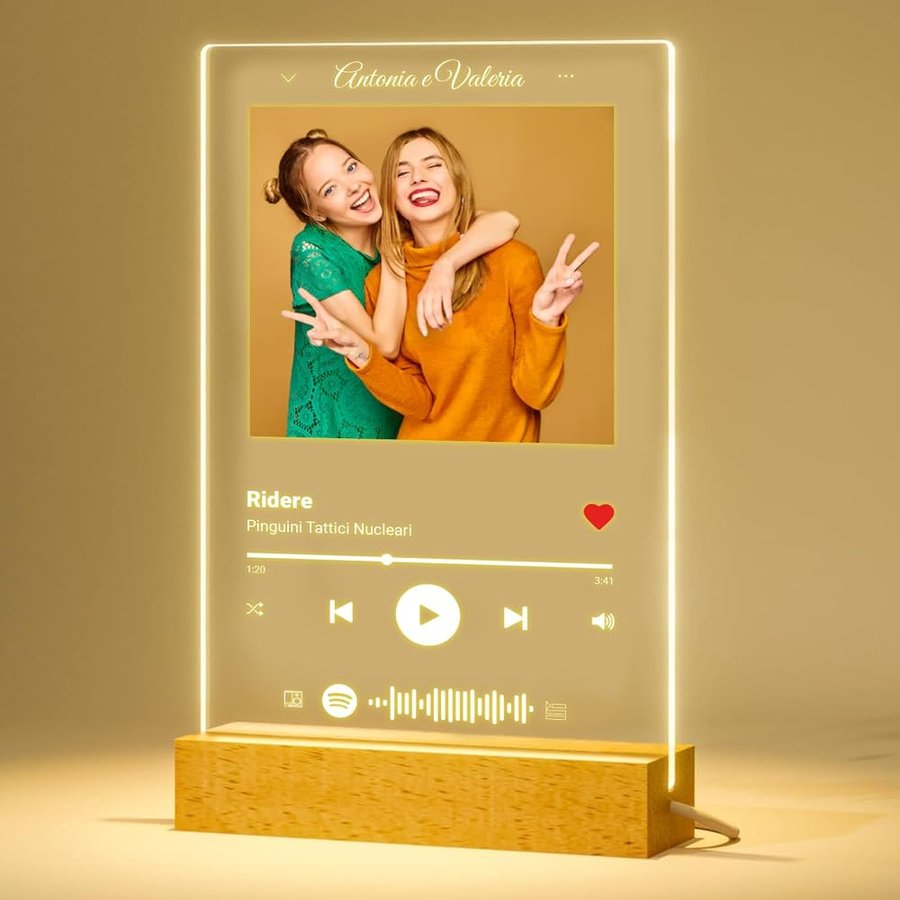 Targa Spotify personalizzato - Targa musicale personalizzata in plexiglass idea regalo nome canzone artista foto compleanno fidanzati matrimonio anniversario festa mamma papà Natale