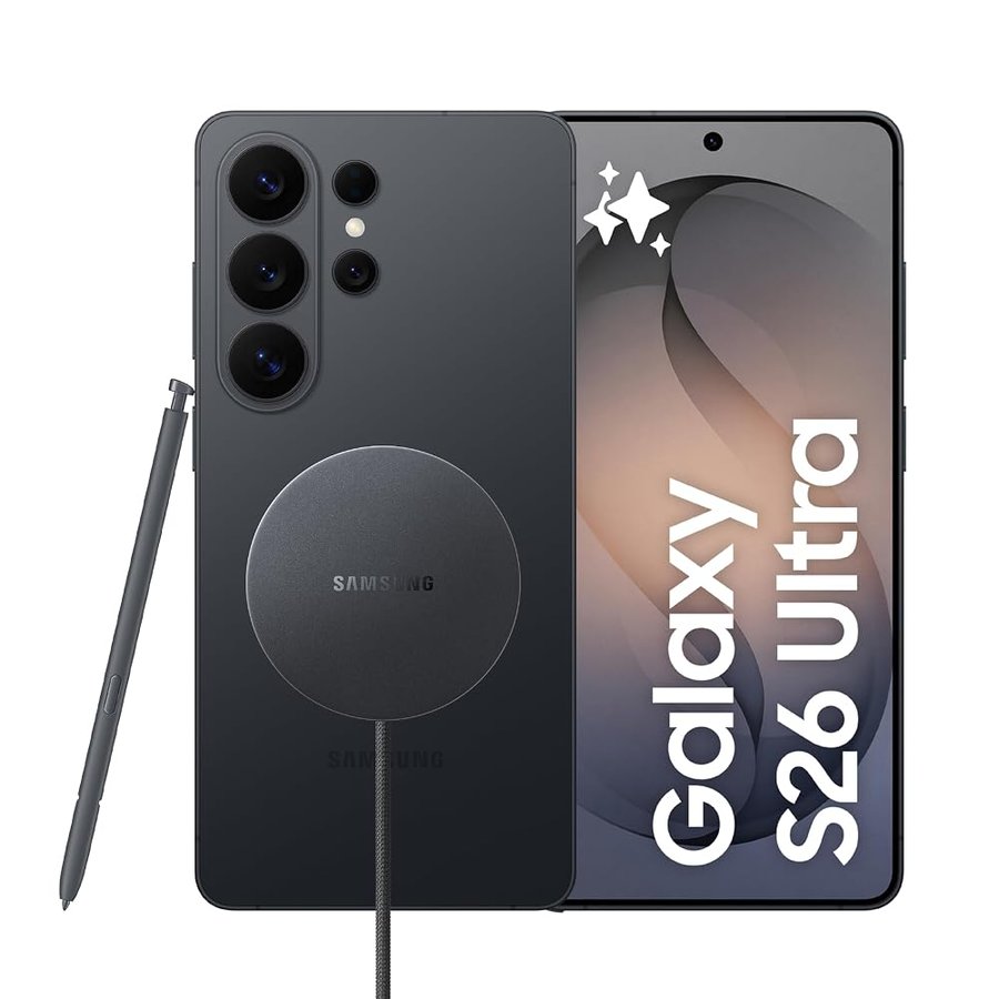 Samsung Galaxy S26 Ultra Enterprise Edition con caricatore wireless magnetico Magnet Wireless Charger 25W EP-P2900BBEGWW, Smartphone AI con 3 anni di Garanzia del produttore, 512GB, Black