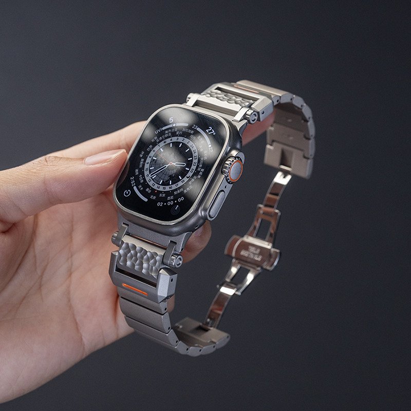 Meteorite Hammered Titanium Metal Watch Strap