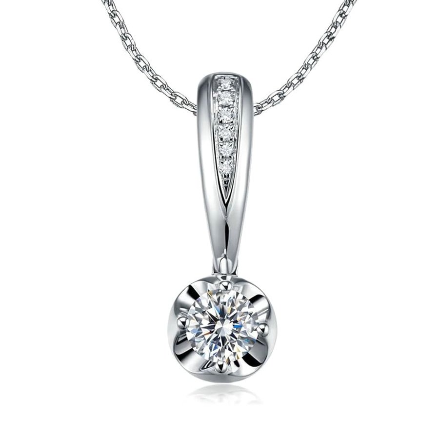 Collana da donna in oro bianco 18 carati bianco cavo cuore classico matrimonio collana diamante per donne