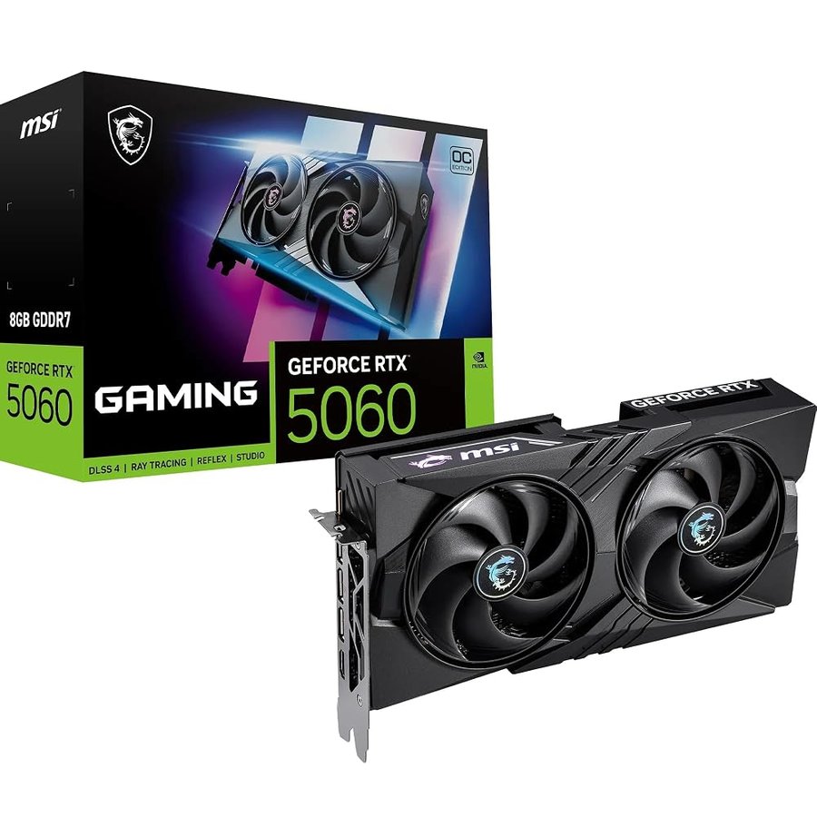 msi NVIDIA GeForce RTX 5060 8G Gaming OC Scheda Grafica Gaming GDDR7 128 bit, frequenza boost fino a 2625 MHz, PCIe Gen 5, DLSS 4, 3x DP 2.1, 1x HDMI 2.1, ATX