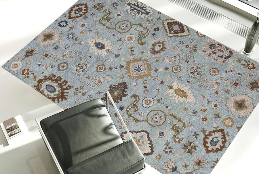 New Juno - Tappeto in porcellana tradizionale persiano fatto a mano, 100% lana, 270 x 360 cm, colore: Blu
