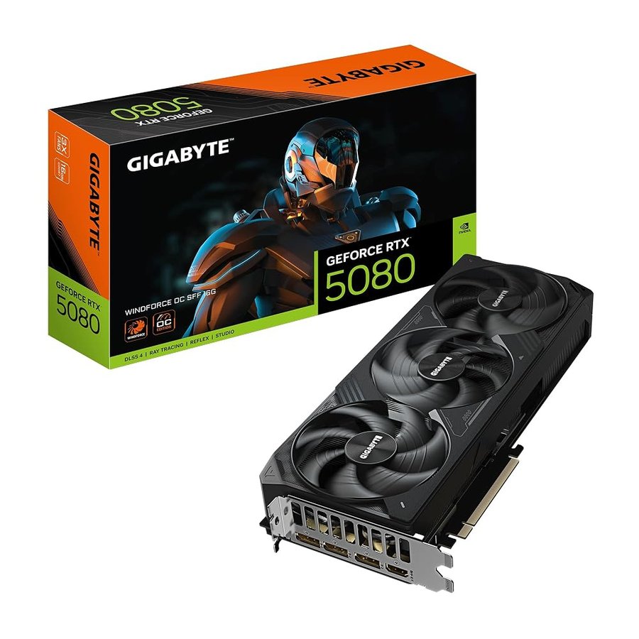 Gigabyte GeForce RTX 5080 WINDFORCE OC SFF 16G Scheda Grafica - 16 GB GDDR7, 256 bit, PCI-E 5.0, 2670MHz Frequenza Base, 3 x DP 2.1a, 1 x HDMI 2.1b, GV-N5080WF3OC-16GD
