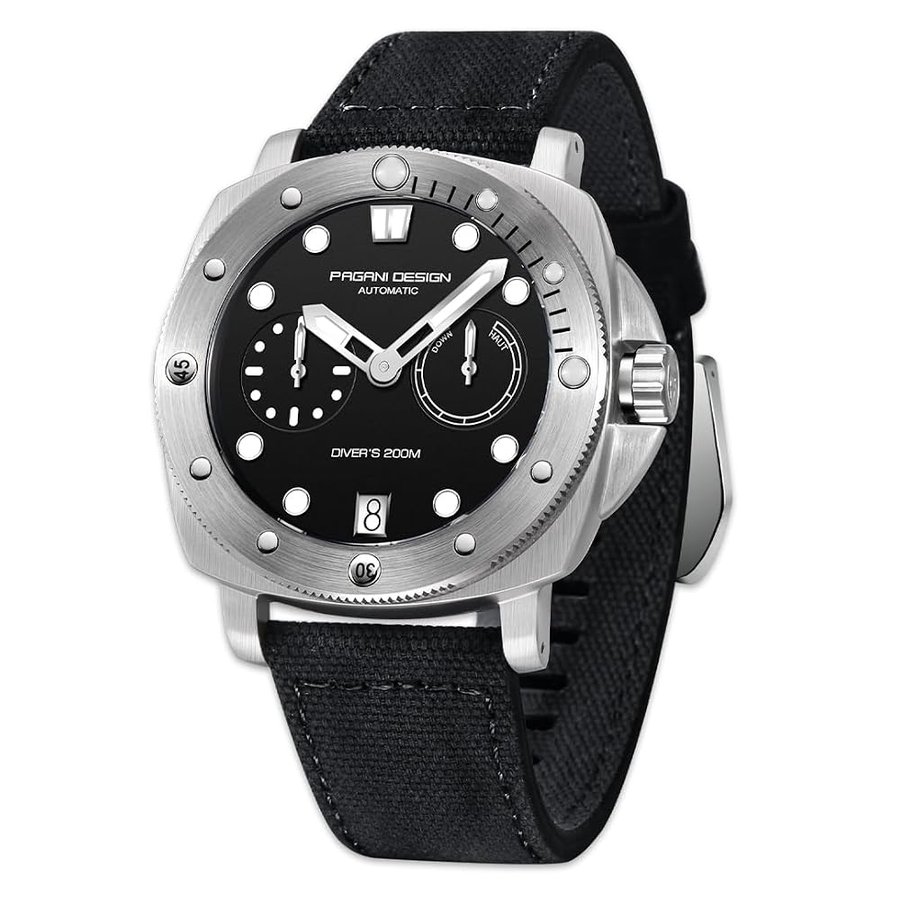Pagani Design 1767 Orologio automatico da uomo con zaffiro sintetico cassa in acciaio inox 20 bar cinturino in pelle impermeabile orologio casual da uomo