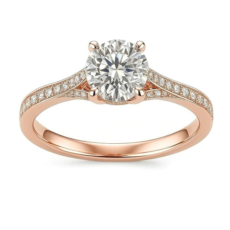 Anello di fidanzamento da donna di lusso con moissanite 9 K, oro rosa, misura 60 (19,1), regalo per donne