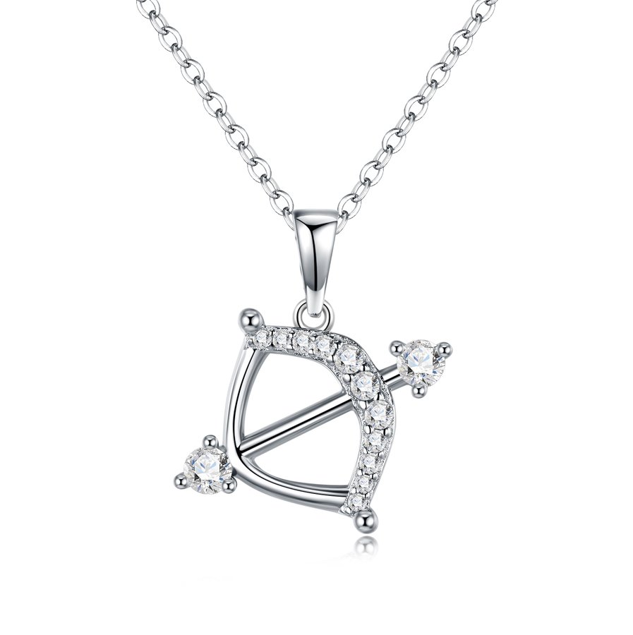 S925 Sterling Silver Sagittarius Necklace For Women  D Color VVS1 Moissanite Zodiac Pendant 3.8g Platinum Plated Astrology Jewelry With GRA Certificate Perfect Birthday & Anniversary Gift Box Set