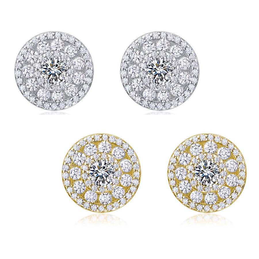 S925 Sterling Silver Round Halo Stud Earrings, 4mm D-VVS1 Moissanite, Platinum Plated 4.7g Women's Jewelry With Gift Box