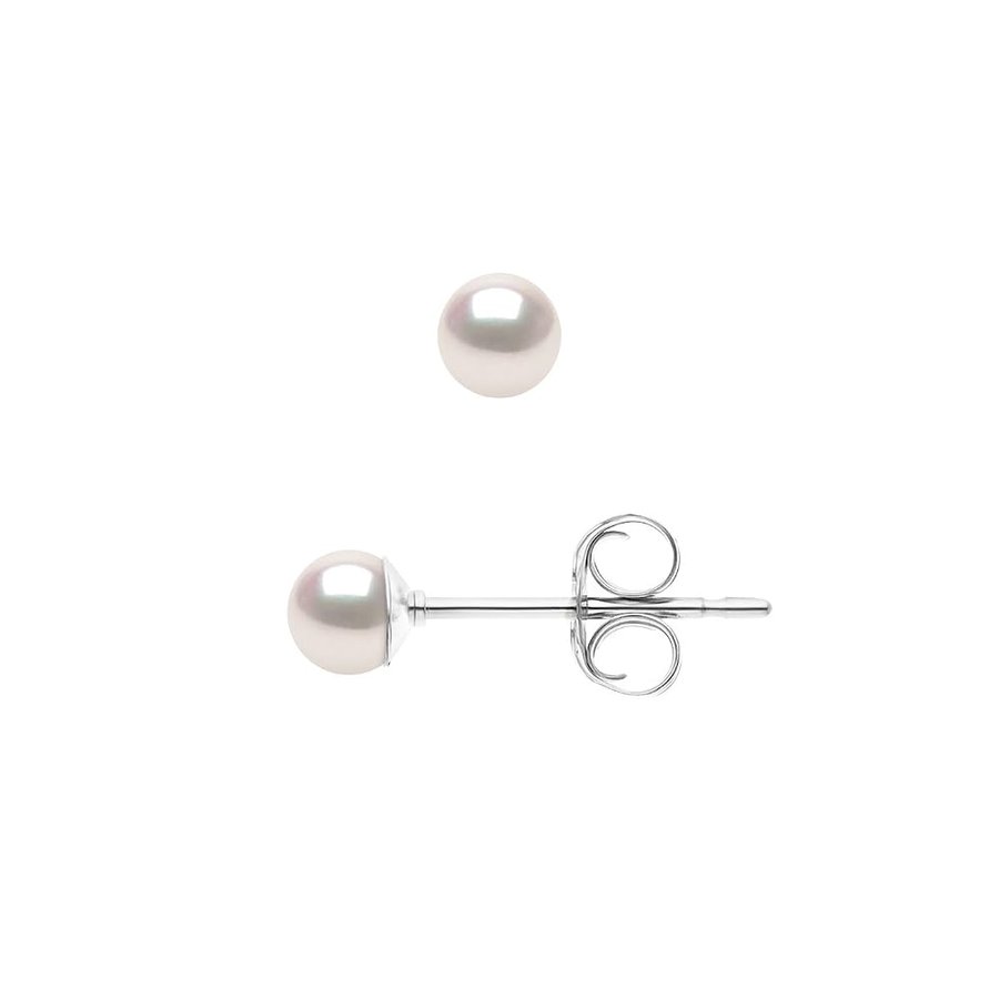 Orecchini con perle coltivate AKOYA rotonde, di origine giapponese certificata, qualità AA+, oro bianco 18 K (750/1000), gioielli da donna
